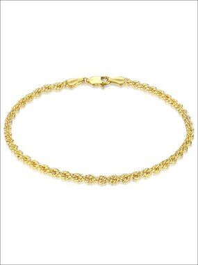 14K Gold Filled Rope Chain Bracelet Stackable Waterproof Non-Tarnish